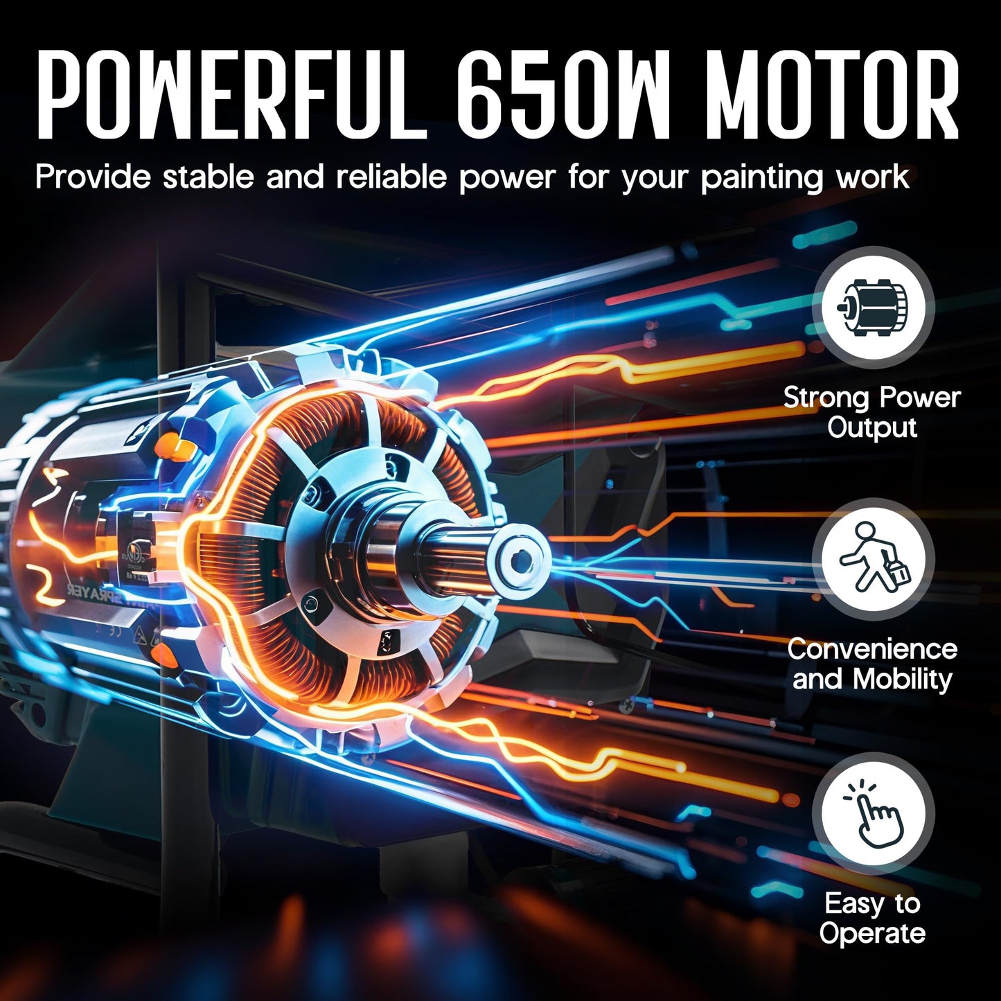 SPECRAFT High-Pressure Airless Paint Sprayer with 5L Hopper Capacity,650W, 2900 PSI Paint Sprayer with Two Spray Tips Options, for Professional and DIY Use