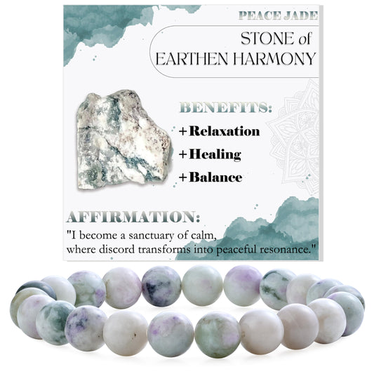 Peace Jade-Calm Harmony-8mm Beaded Bracelets for Women Handmade Semi Precious Natural Stone Stretch Elastic Jewelry Yoga Protection Gifts
