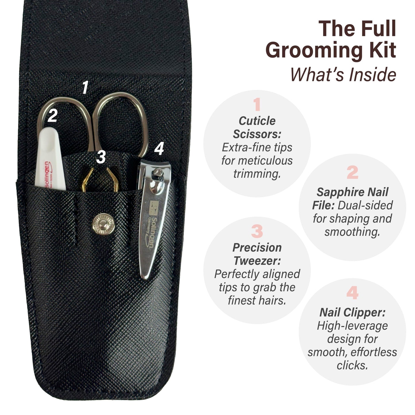 Solingen Manicure & Pedicure Set, Men Women Finger and Toe Nail Clippers Set Professional Manicure Pedicure Kit, Stainless Stell, Eyebrow Tweezers, Scissors, Sapphire Nail File with Travel Case