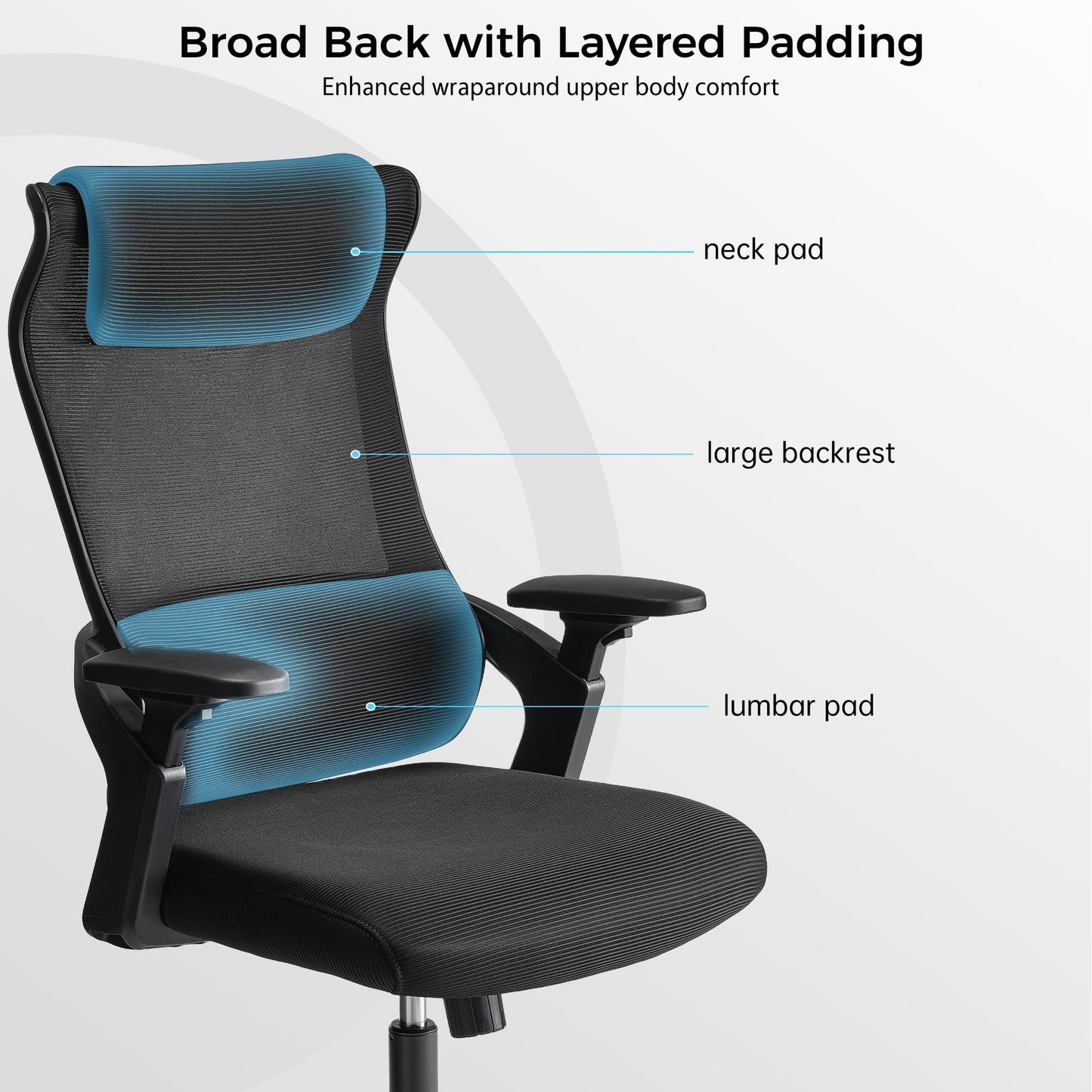 EUREKA ERGONOMIC OC77 Mesh Office Chair, Ergonomic Office Chair, Home Office Desk Chairs with Oversized Headrest and 3D Armrests, Computer Desk Chair, Black