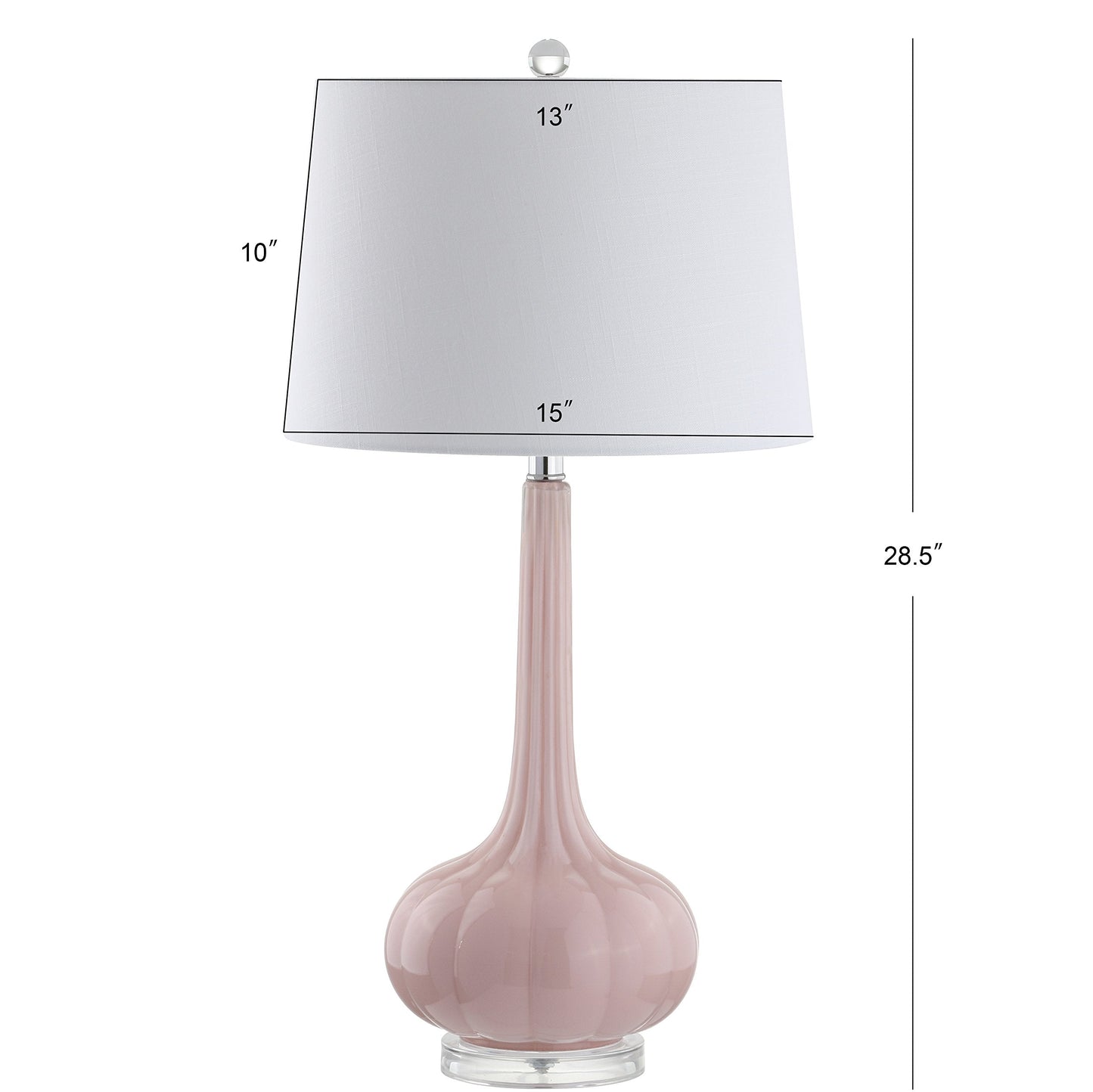 JONATHAN Y 28.5" Pink Glass Teardrop LED Table Lamp Set of 2 for Living Room Bedroom Nightstand, White Linen Shade Modern Transitional Bedside Desk Lamp JYL1079A-SET2