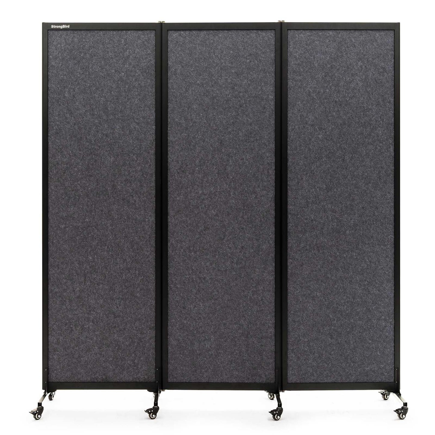 Upgrade Version Room Partition and Divider, Freestanding Rolling Dividers with Wheels,Office Privacy Screen Divider Wall,Classroom Felt Dividers,6'L* 6'7"H,3 Panel,Dark Grey