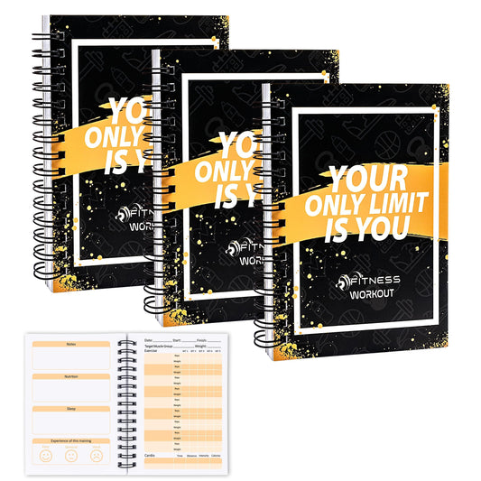 YHNTGB 3 PCS Fitness Tracker Journal Portable Workout Notebook 90-Day Exercise Planner for Record Your Daily Progress 5.5 x 3.93 inch