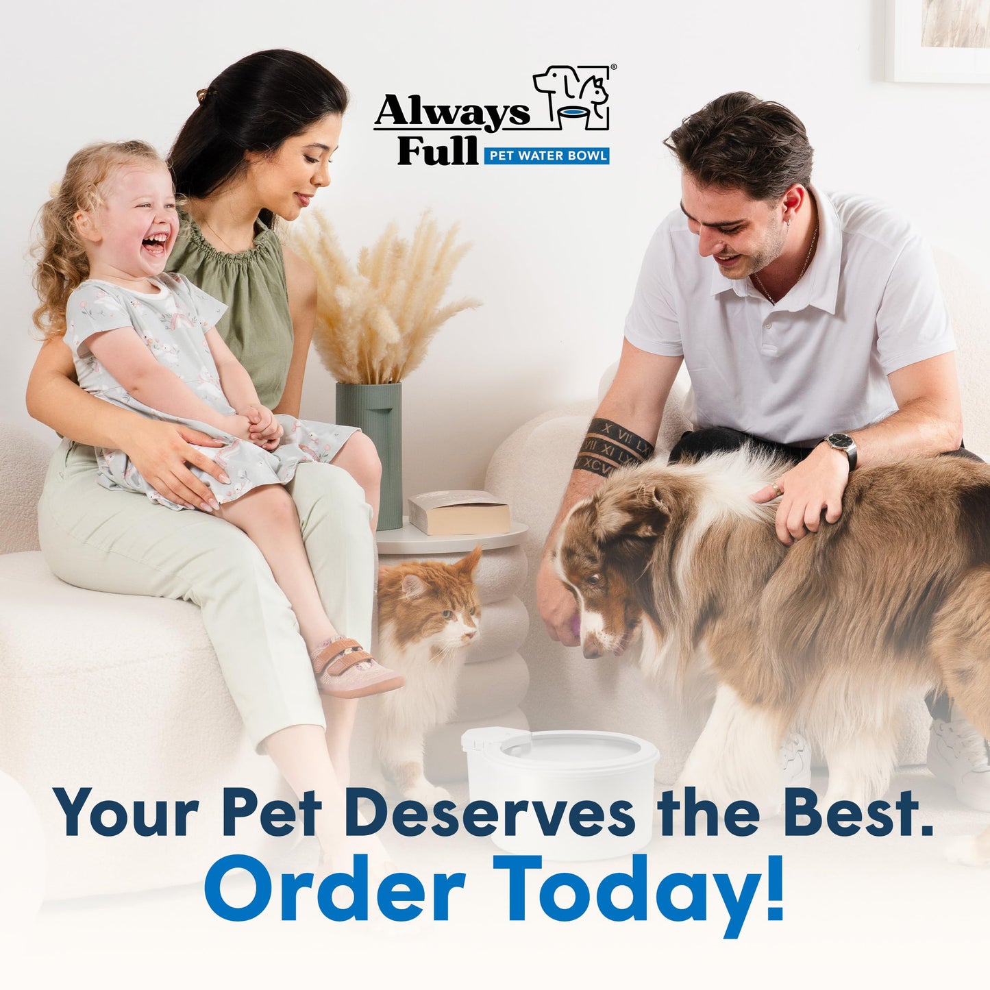 Always Full® 9” Dog Water Bowl with Wall Unit, Self Refilling Clean Filtered Water System, App Enabled Smart Hydration Tracking, Automatic Water Bowl for Dogs and Cats