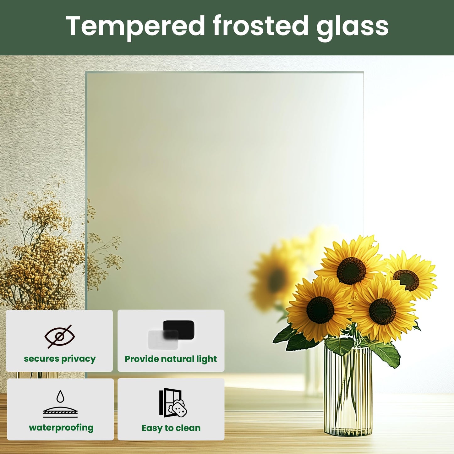 SMARTSTANDARD 5-Panel Frosted Glass Interior Door Slab, 30" x 80" Slab Door for Pantry Pocket Laundry Bathroom French, Solid Core Pre-Assembled Panel Without Hardware, White