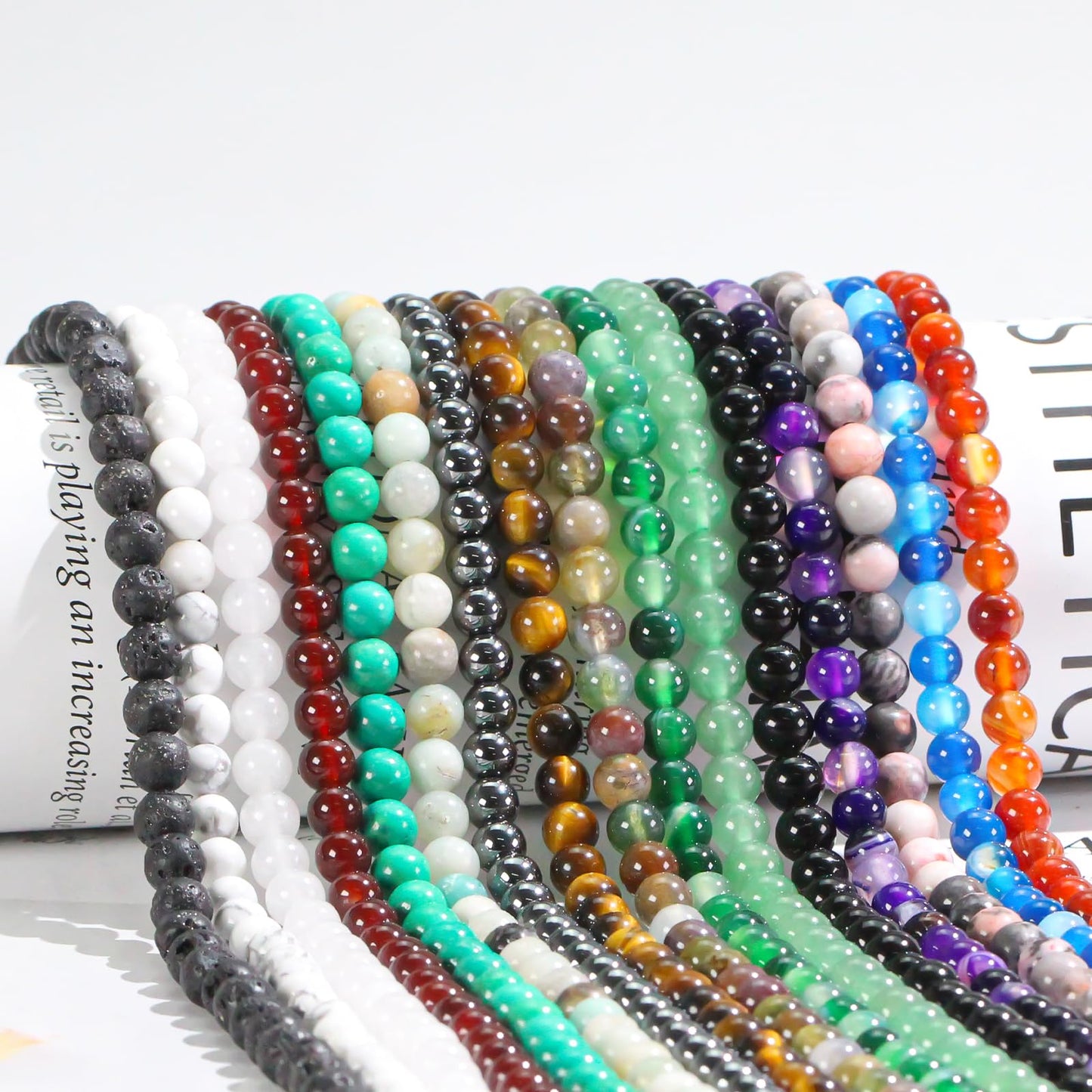 6mm Natural Gemstone Round Purple Stripe Agate Loose Beads for Jewelry Making Bracelets Necklace Earrings Art Craft (60-62pcs/strand)