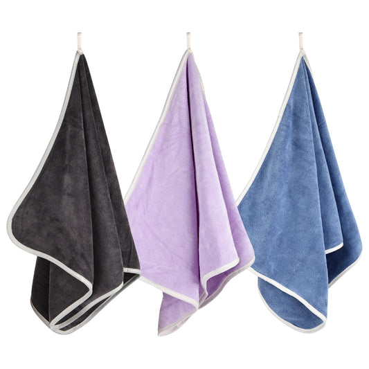 Hoiny 3 Pack Microfiber Gym Towels (14.2" x 30"), Super Soft, Quick Drying, Absorbent Towel for Fitness, Yoga, Swimming, Sports, Workout, Skin-Friendly for Women Men (Grey/Blue/Purple)