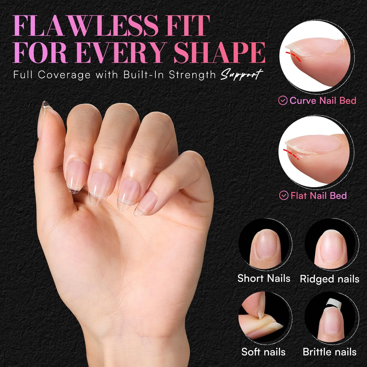 Makartt Extra Short Almond Nail Tips: 504PCS Pre Etched Clear False Nails Tips Almond Shapes, 15 Sizes Full Cover Half Matte Soft Acrylic Press On Nail Extensions Supplies Salon and DIY at Home