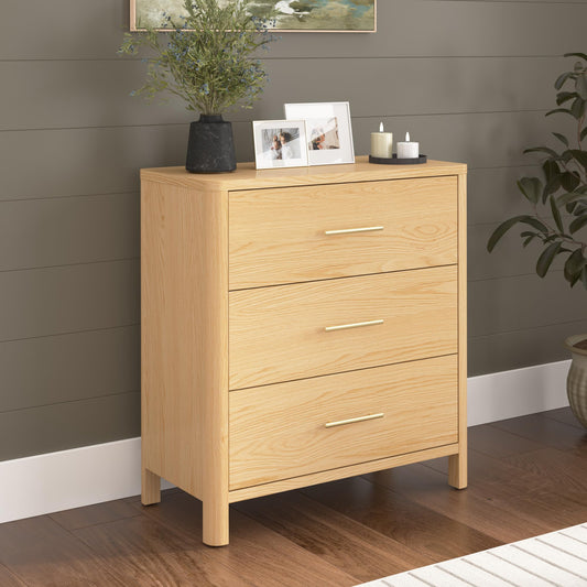 Bush Home Vera 3 Drawer Dresser, Bedroom Storage Furniture, Vera Collection, Natural White Oak