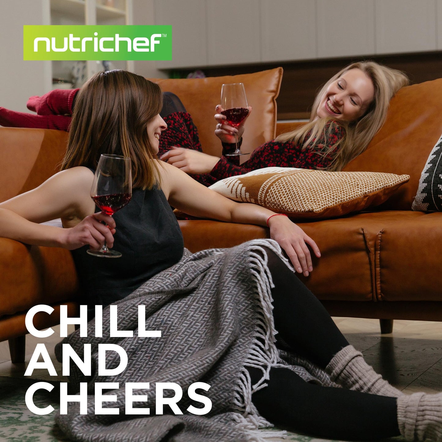 NutriChef 27 Bottle Wine Fridge | Dual Zone Wine Chiller | Adjustable Temperature 41°F to 64°F | Ultra Quiet Operation | Wine Cooler For Home, & Office | Free Standing 43x11x23 IN | Black