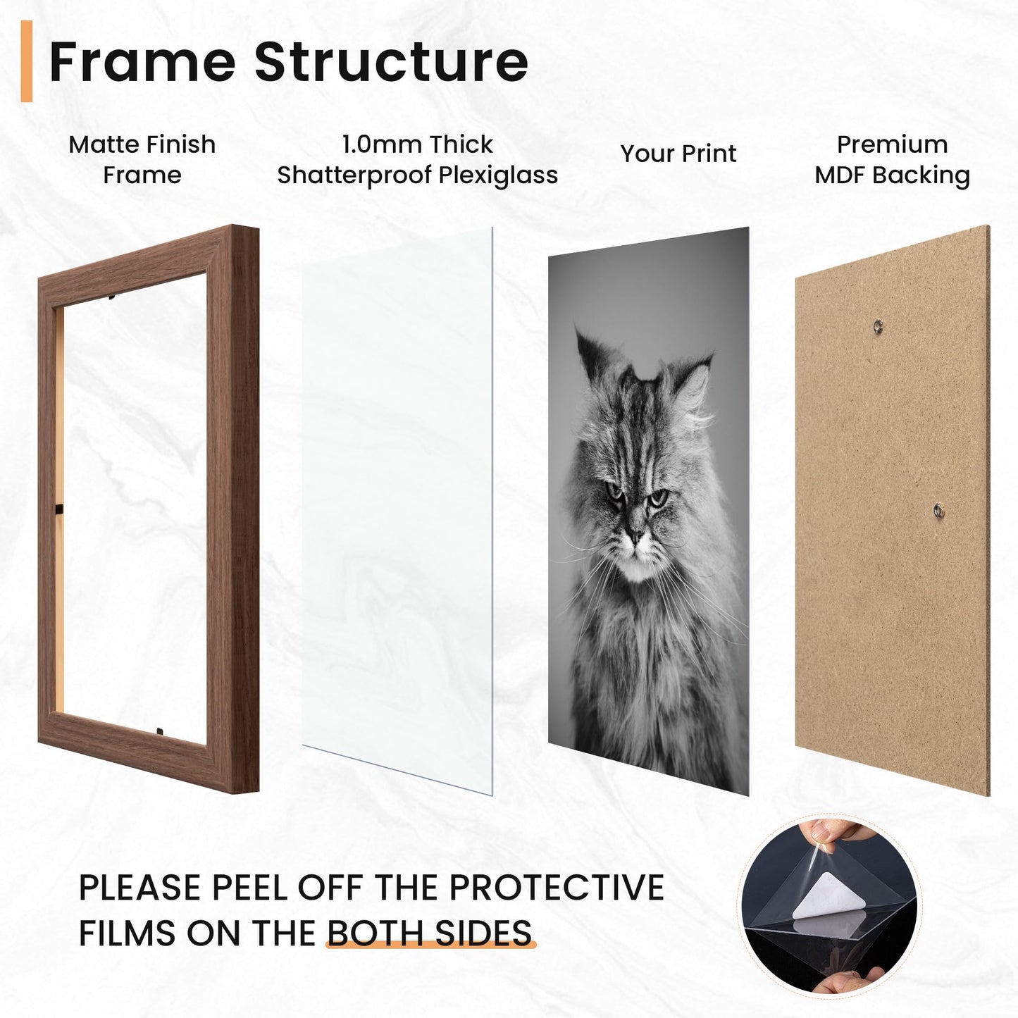 Venusmiles 15 Pack Picture Frames Collage Wall Decor, Gallery Frame Set for Wall Mounting or Tabletop Display, Multi Sizes Including 3pcs 8x10, 6pcs 5x7, 6pcs 4x6, Walnut