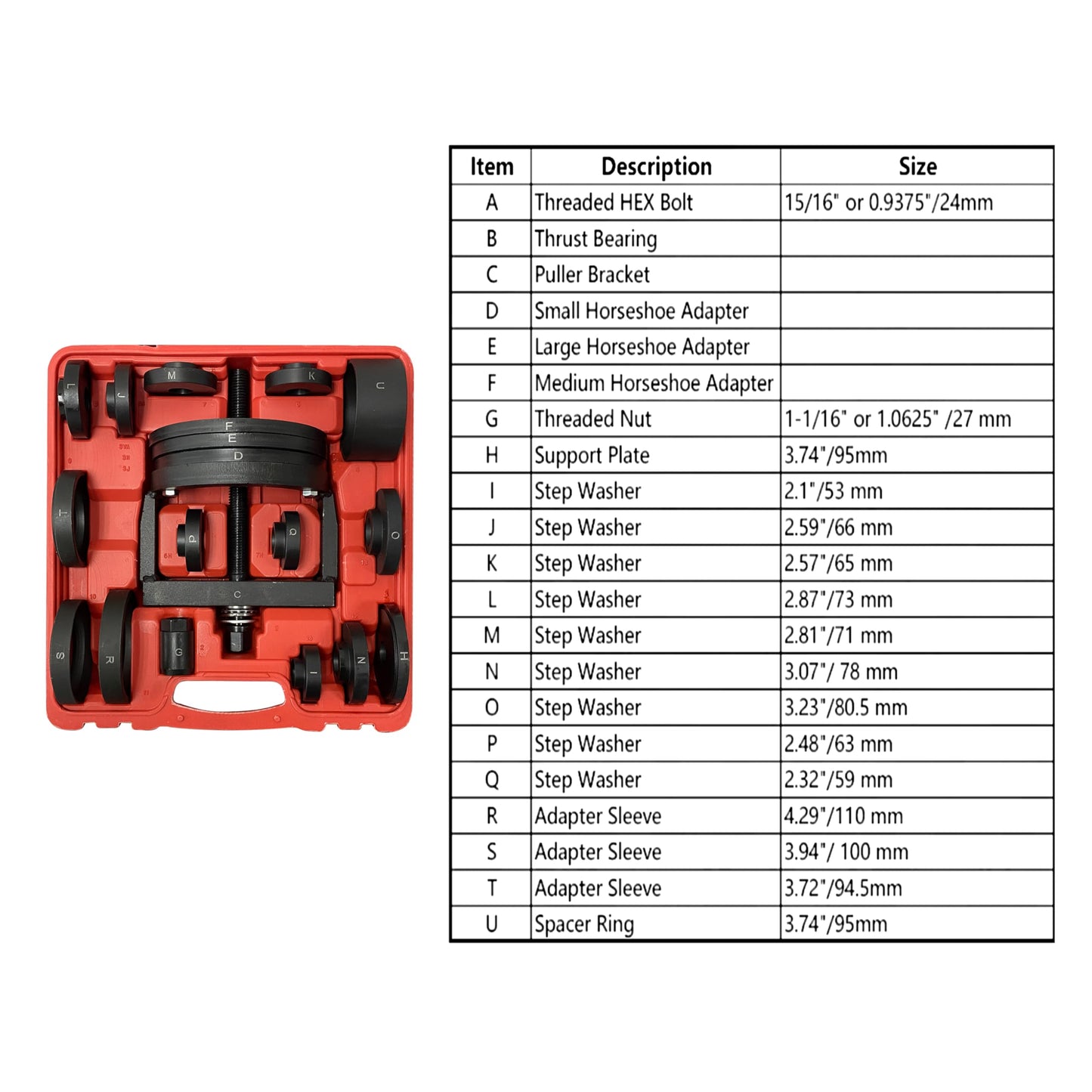 HFS (R Master Wheel Hub Bearing Remover & Installer Tool Kit - Comprehensive 21-Piece Set for Front & Rear Wheel Bearings