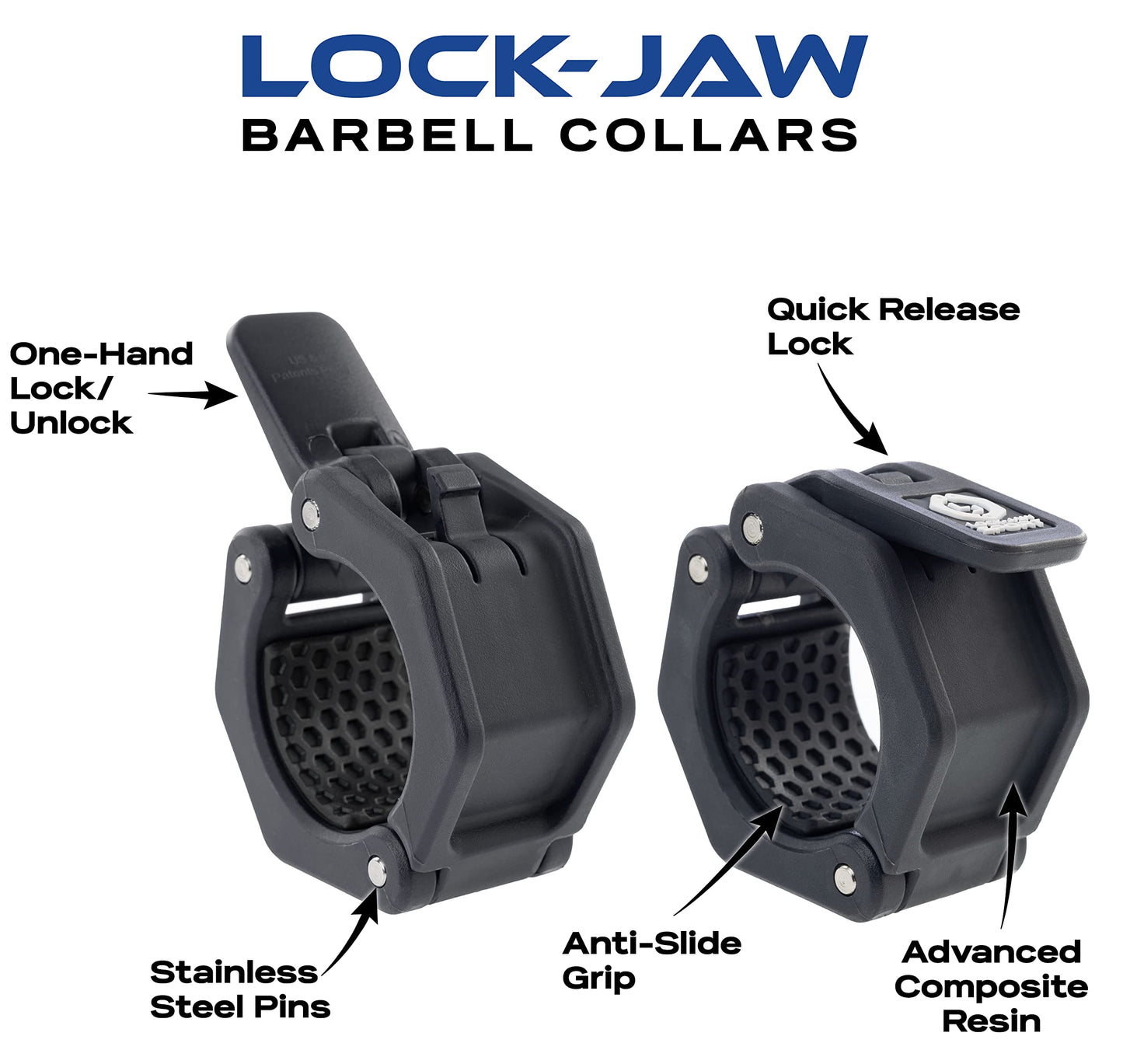 Lock-Jaw Barbell Collars Sport Olympic Barbell Clamps 2 Pcs – Heavy Duty Bar Clamps for 2” & 50mm Olympic Bars – Secure Weight Bar Clamps for Strength Training & Home Gym Accessories – Yellow