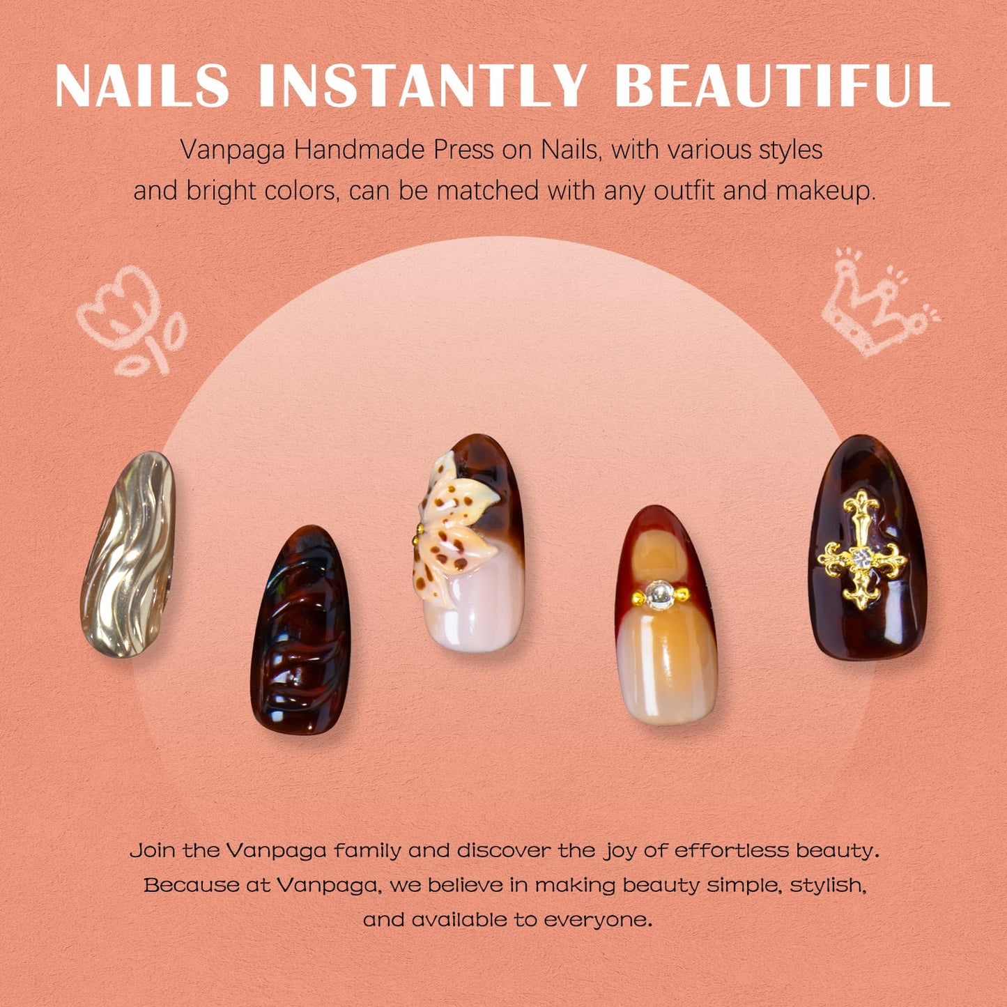 Handmade Press on Nails Long Square Shaped Fake Nails with 3D Rhinestones Flower Design, Almond Handmade Reusable Fake Nails, White French Tip Full Cover Acrylic Nails for Women (05, Long)