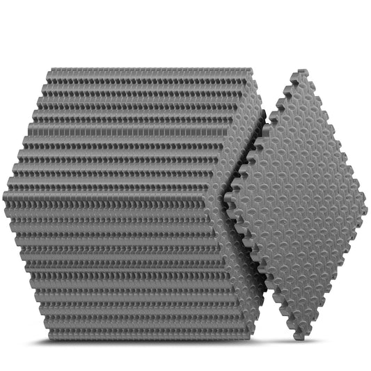 Home Gym Mat, Puzzle Exercise Mat, EVA Interlocking Foam Floor Tiles for Home Workout Equipment and Kids' Play Areas - Grey, 24 in x 24 in x ½ in - 12 Tiles (Grey, 12 Pack, 48 SQ FT)