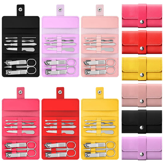 WILLBOND 12 Sets Manicure Set Nail Clippers Pedicure Kit 7 in 1 Stainless Steel Professional Pedicure Set Grooming Kits Nail Care Tools with Travel Case Multi Color(Bright Colors)
