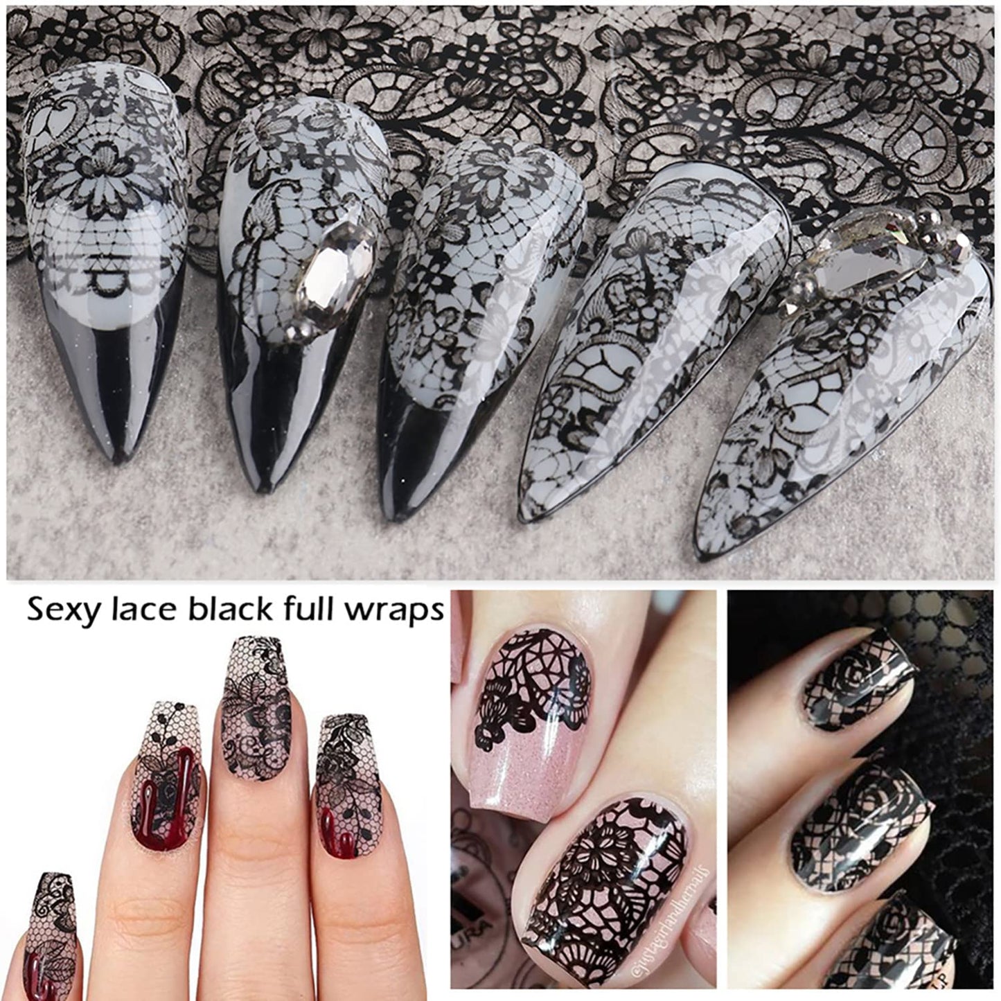 Holographic Nail Foil Stickers - Retro Flowers, Sky Starry Paper Transfer Foils, Lace Floral Nails Supplies for Women & Men Manicure
