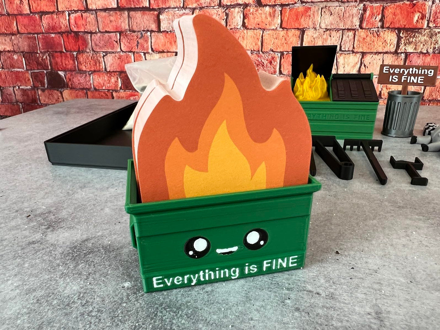 Munnygrubbers - Deluxe Dumpster Fire Zen Garden - Made in USA - Large 7" x 7" - Fine Sand Included - Desk Accessory Box Garden - Funny Novelty Gift - Fidget Stress Relief
