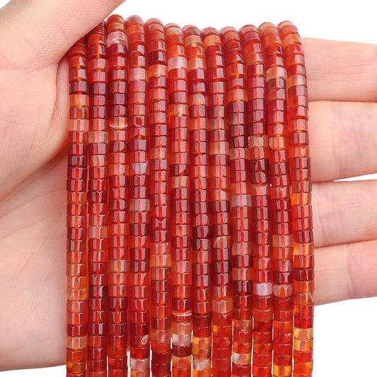 BONNY BOXX 150PCs Natural Carnelian Spacer Beads, Loose Semi Precious Flat Round Gemstone Heishi Disc Stone Beads for Beading Jewelry Making 4mm*2mm