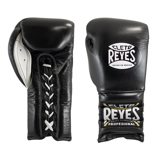 CLETO REYES Traditional Professional-Grade Boxing Gloves with Laces for Training, Sparring and Heavy Punching Bags for Men and Women, MMA, Kickboxing, Muay Thai, 12oz, Black CRE