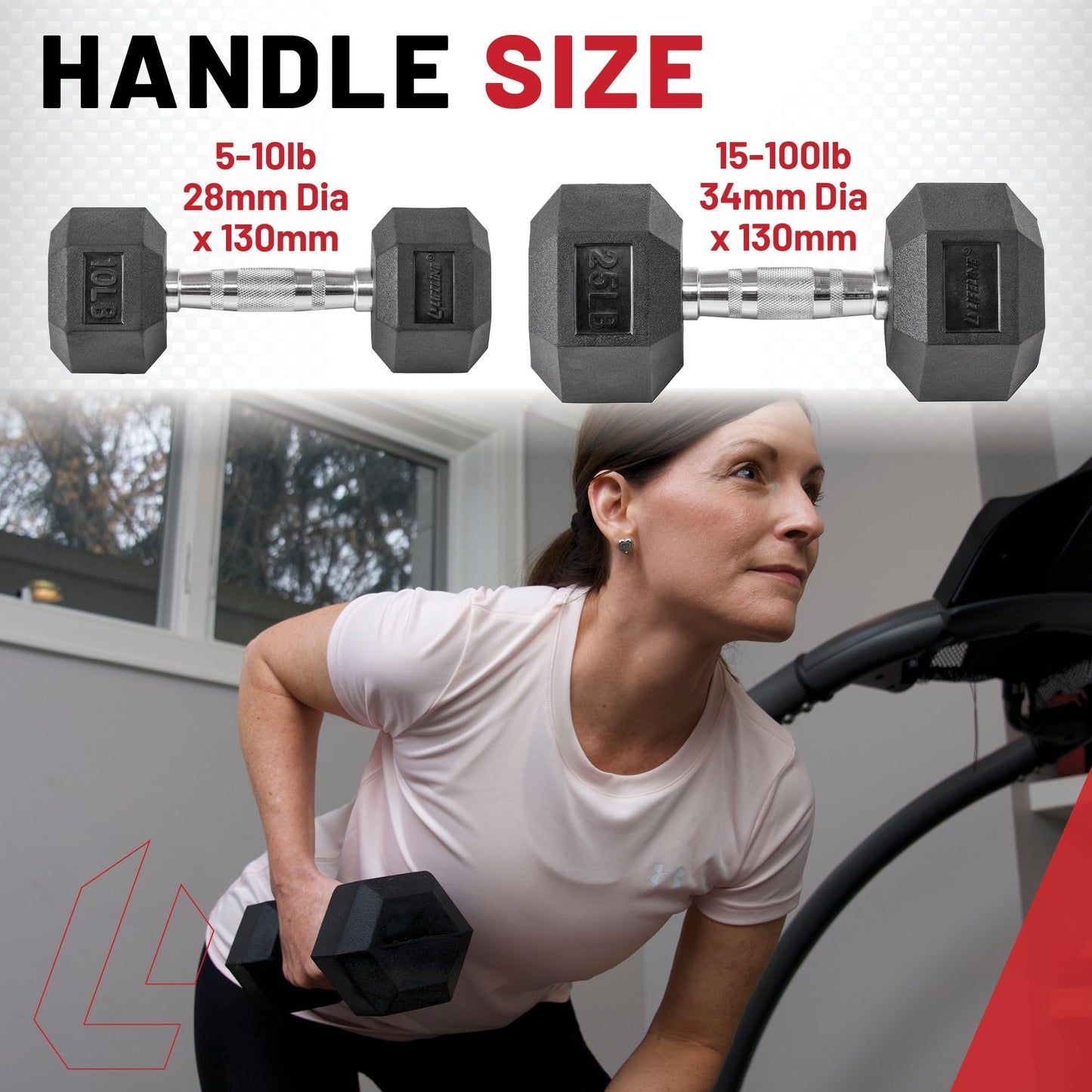 Lifeline Hex Dumbbells – Premium Quality, Low Odor, and Ergonomic Knurled Handle, 65 lb