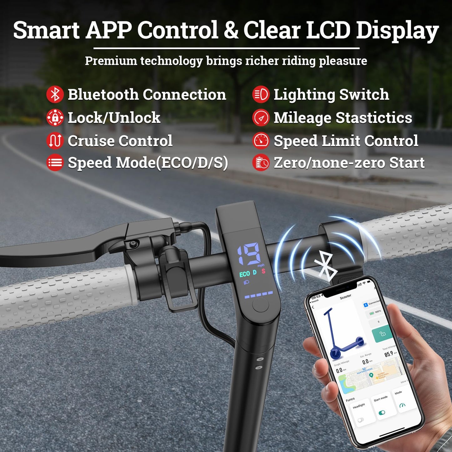 Qlaway Electric Scooter with Seat - 8.5" Solid Tire, Powerful 350W Motor, Top Speed 19 MPH, Max 16 Miles Ranges, Load 264LBS, Aluminum Alloy Frame Foldable Commuting Escooter for Adults & Teens