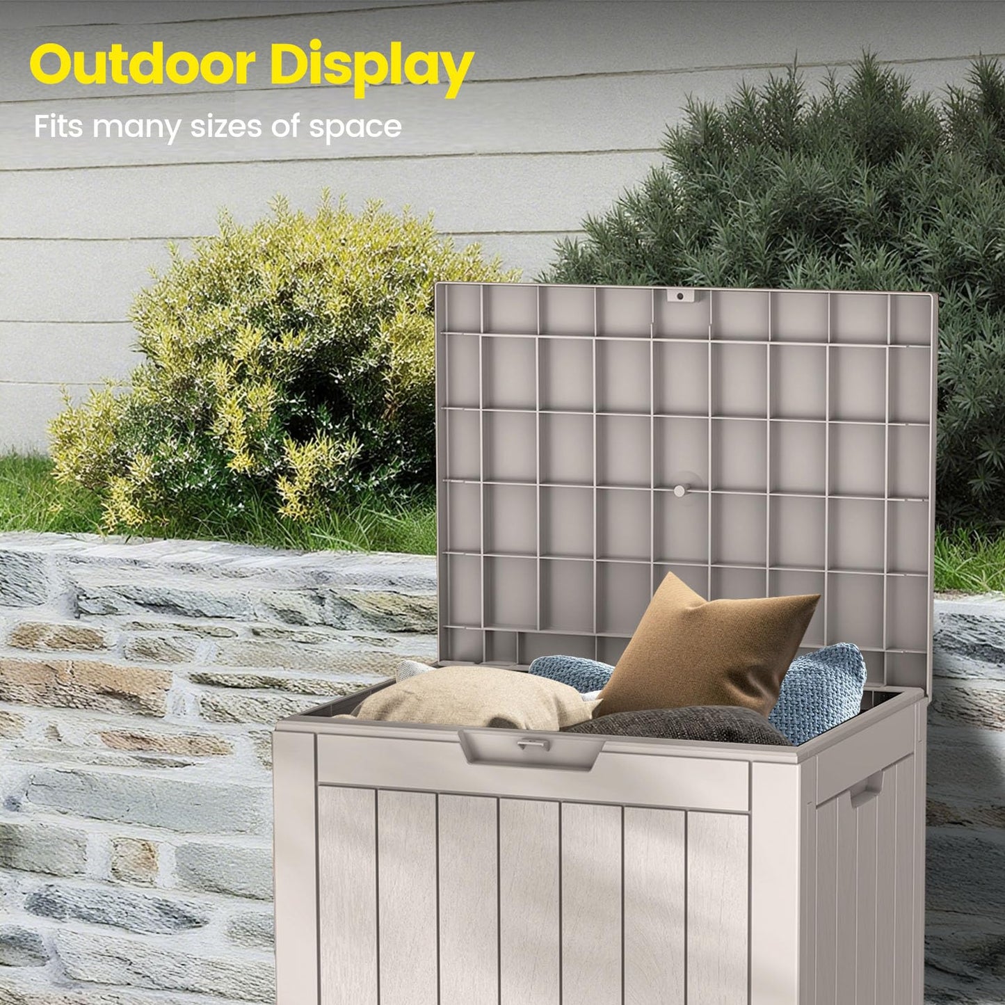 ComeWay 31 Gallon Outdoor Storage Box - Waterproof Resin Deck Box for Indoor & Outdoor Use, Lockable & UV Resistant Storage Bin for Package Delivery, Patio Cushions, Gardening Tools - Grey