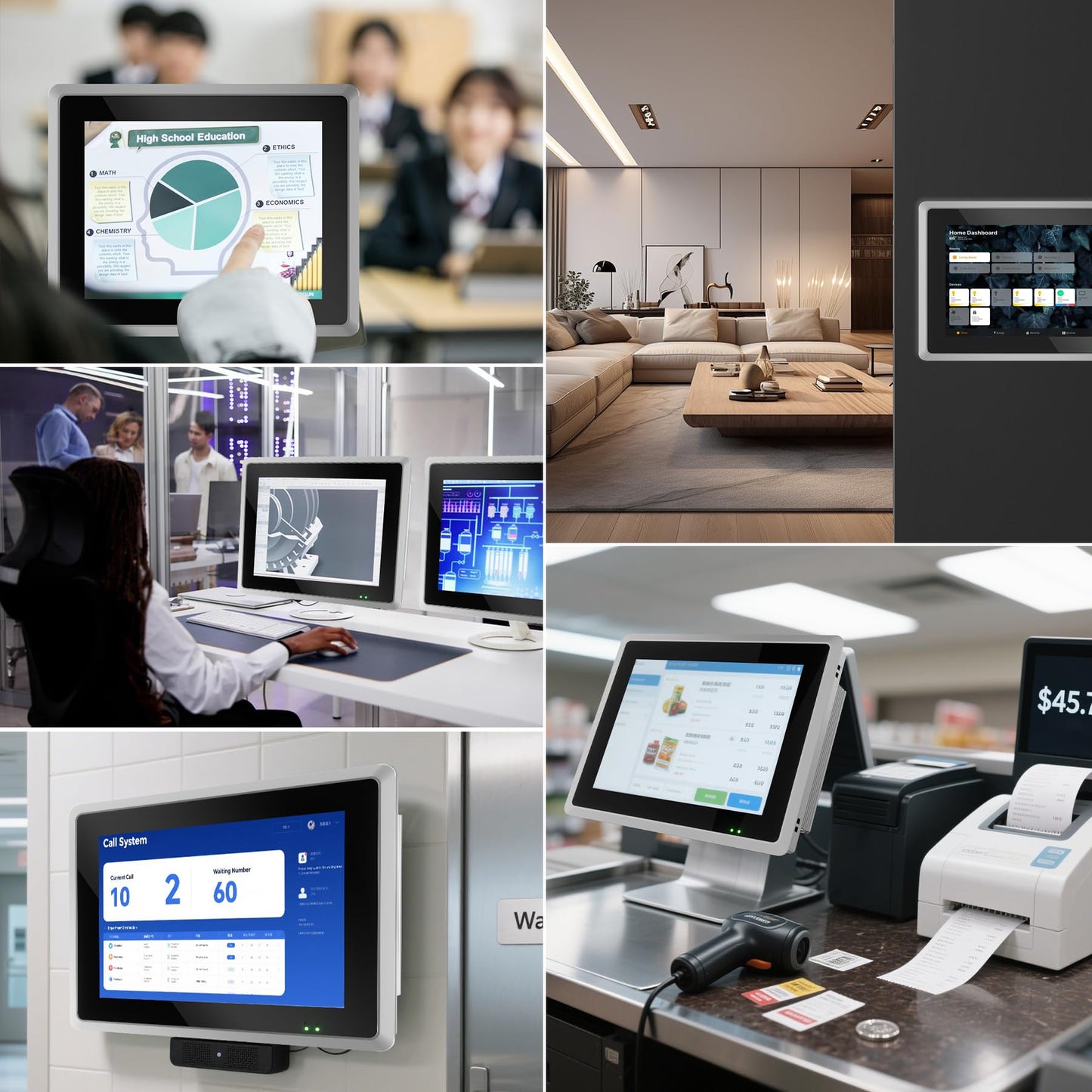 NORQIN 17 inches Industrial Embedded Panel PC,10 Point Capacitive Industrial Touch Screen Panel Computer,IP65 All-in-One Computer,Windows OS,for Kiosk,Factory,Automation (i3-7100U,8GB RAM 256GB SSD)