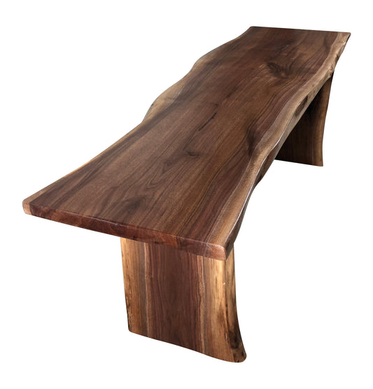 Rustic Red Door Co. Live Edge Wood Bench for Dining Table, Entryway, Bedroom, Living Room Accent, Solid Wooden Slab, Rustic Furniture, 4' Long, Walnut Wood with Clear Coat