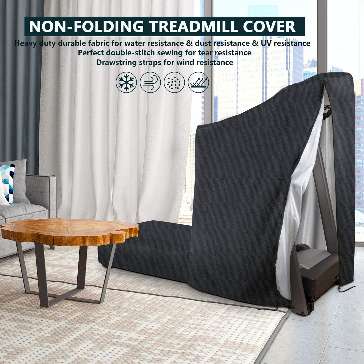 POMER Treadmill Cover, 81x37x67 inch Dustproof Oxford Fabric with Zipper Running Machine Protective Cover for Non-Folding Home Treadmill
