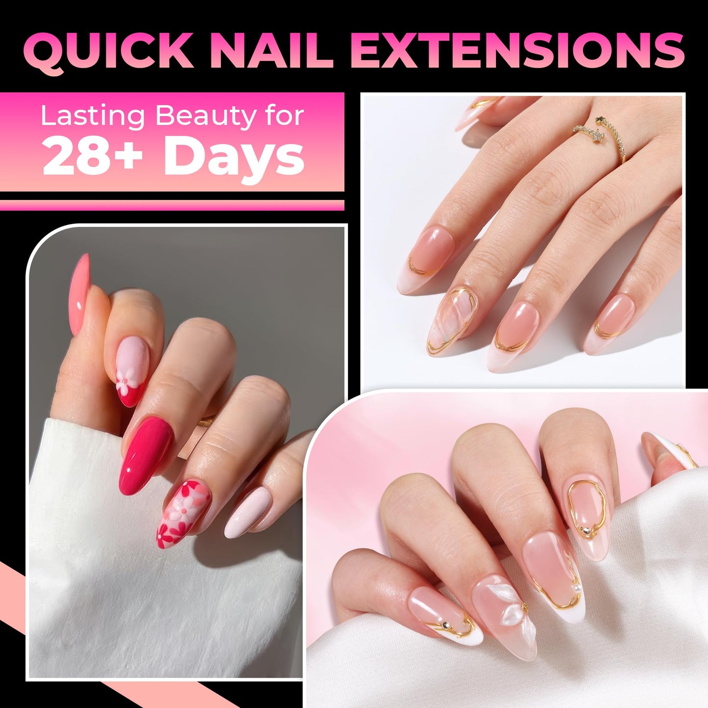UNA GELLA Almond Nail Tips: 510Pcs Almond Gel Nails Tips 15 Sizes Pre-Etched Full Cover Almond Clear Press on Nails Acrylic False No C Curve Nail Tips for Press on Nail Extensions Home DIY Salon