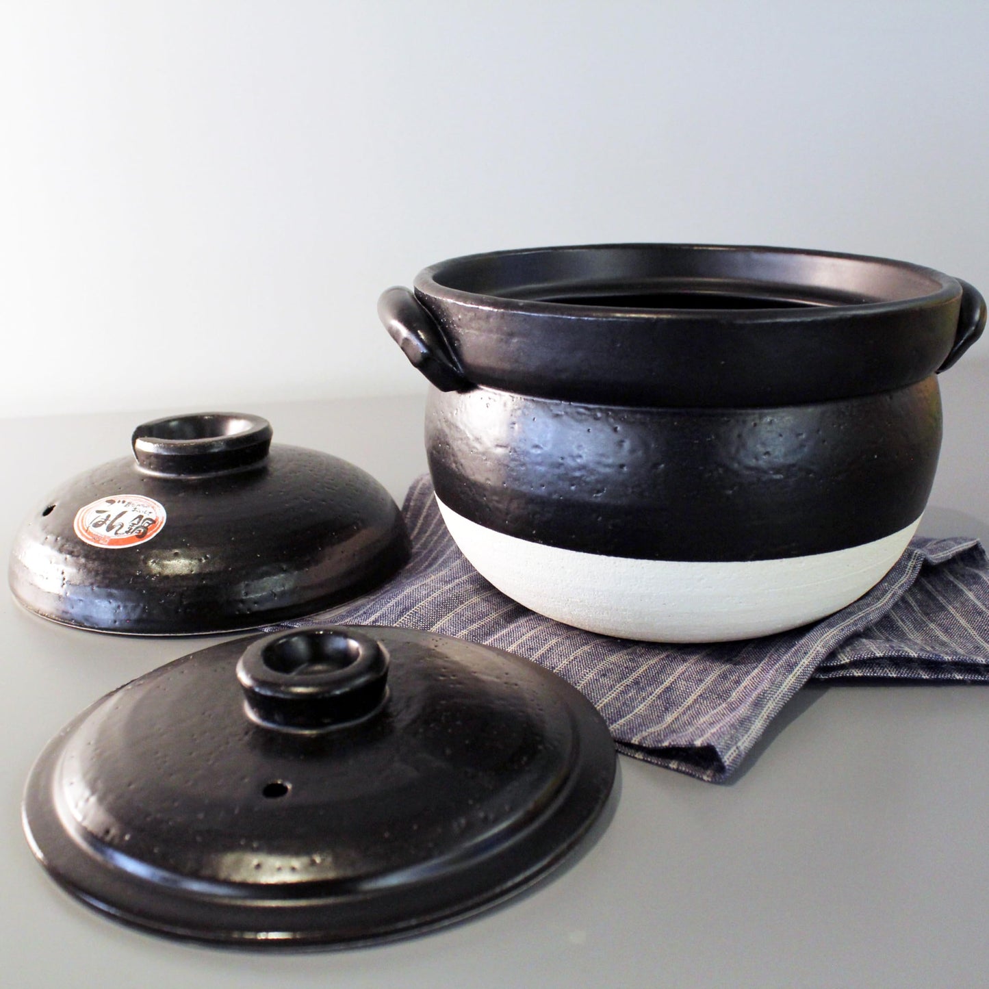 Japanese Donabe Rice Cooker, 3 Go, with Inner Lid, 1900ml, Made in Mie, Japan
