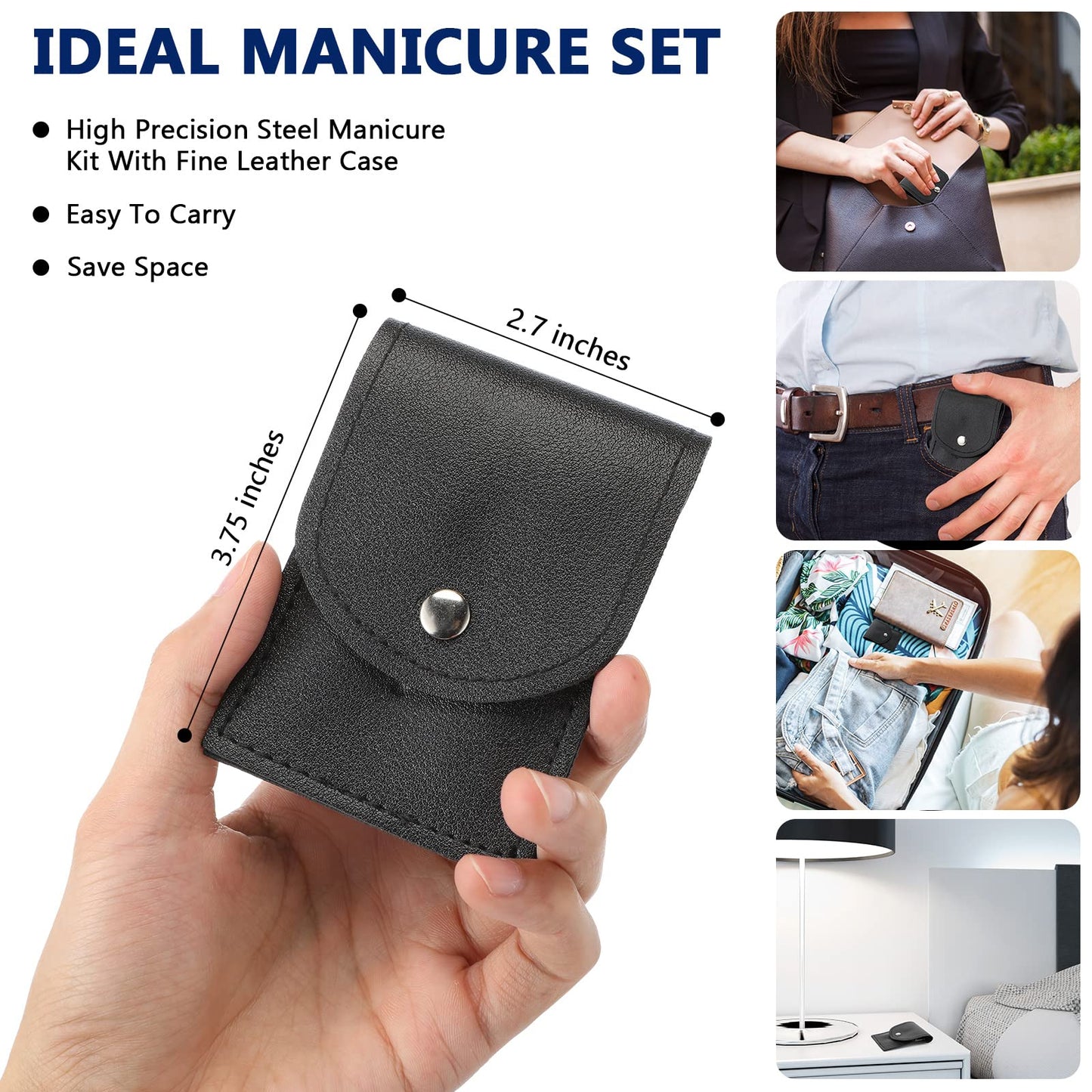 Geosar 12 Sets Manicure Gifts for Mothers Day Bulk Nail Clippers Pedicure Kit Stainless Steel Professional Pedicure Grooming Kits Nail Care Tools with Travel Case for Women Men Hand Foot(Black)