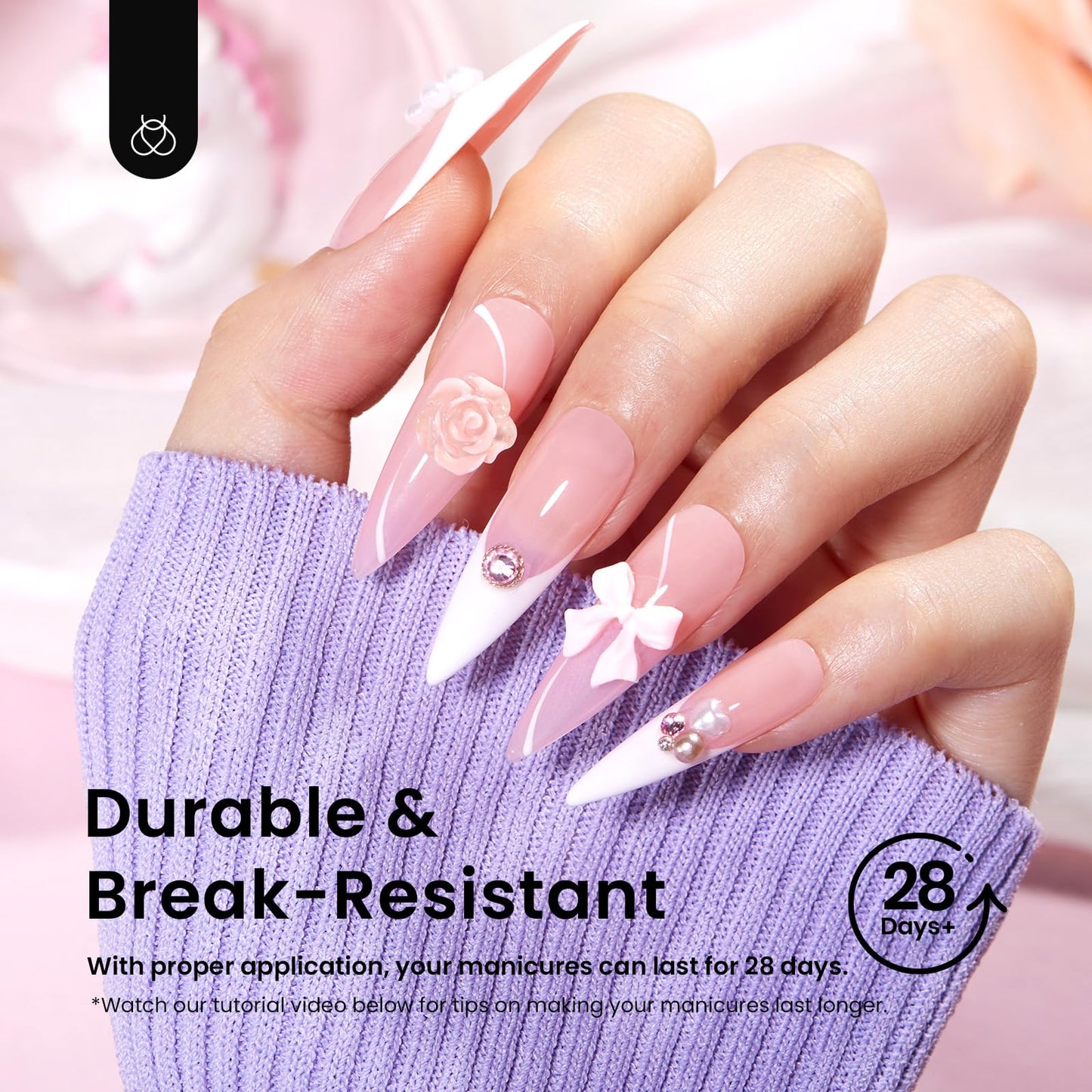 Beetles Gel Nail Tips Etch-X, Stiletto Medium, 288Pcs 12 Sizes, Pre-Etched Half Matte Full Cover Soft Acrylic False Nail Tips Pre-Shaped Easy DIY Fake Nail Extension Salon Gift for Women