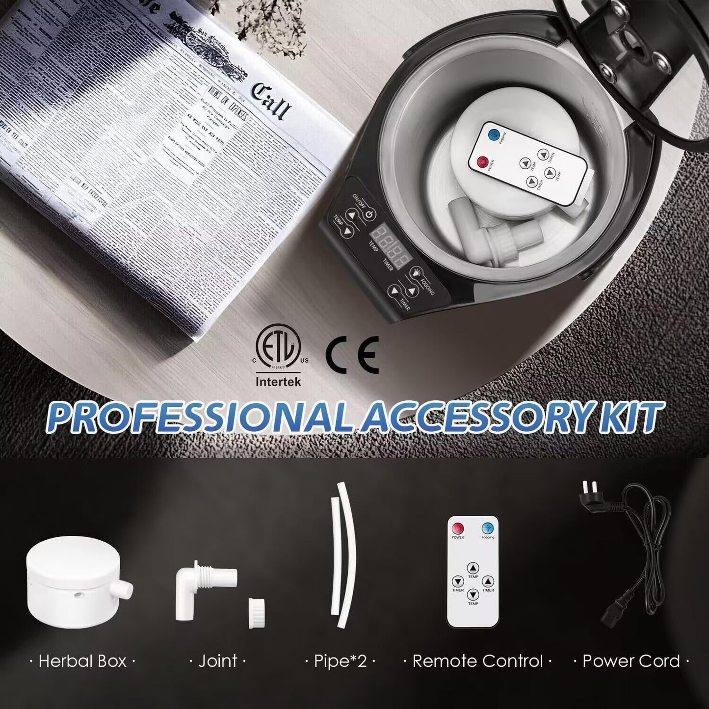 Hapyvergo Sauna Steamer Machine 3L, Portable Sauna for Home Spa with Remote Control, Fogging Function, 304# SUS Sauna Steam Pot Generator 800W Rapid Heat Steam with Temp and Timer Digital Display