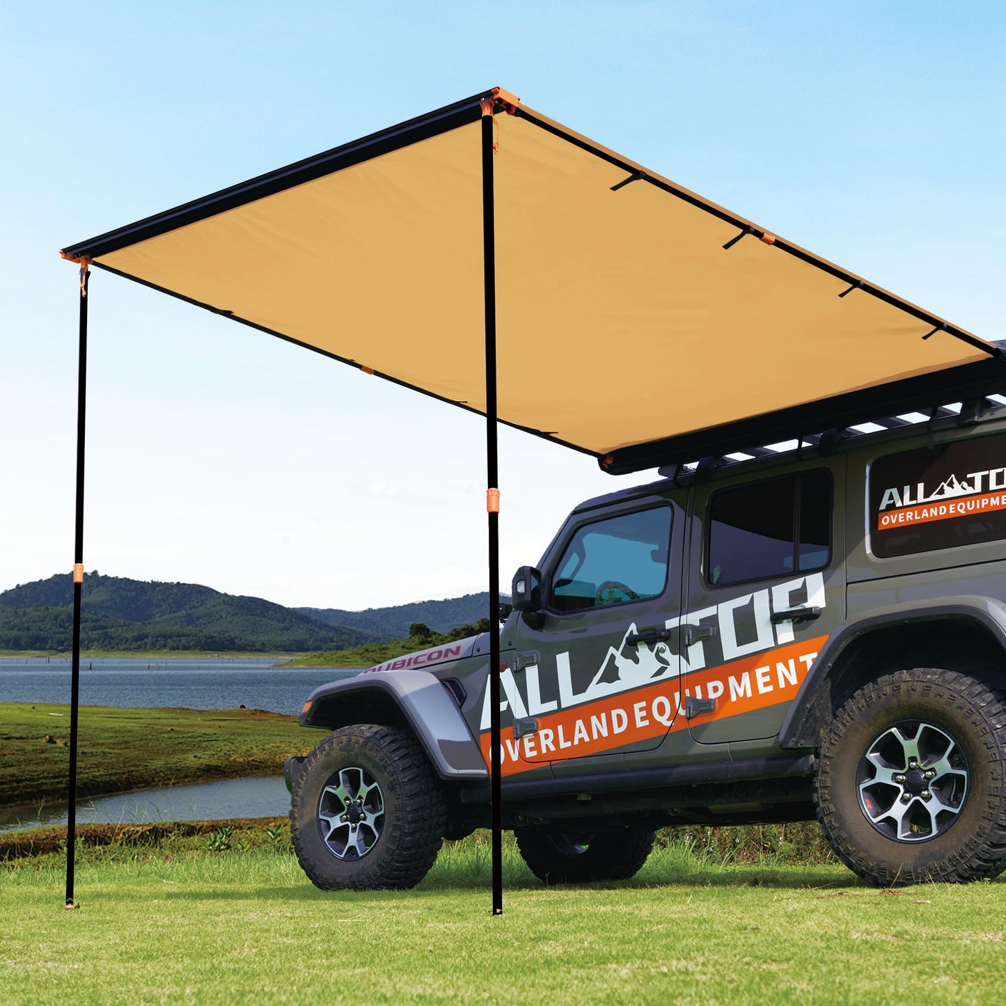 ALL-TOP Vehicle Awning 6.6'x10' Roof Rack Pull-Out Sun Shade UV50+, Weatherproof 4x4 Side Awning for Camping & Overland (Hardware Included)
