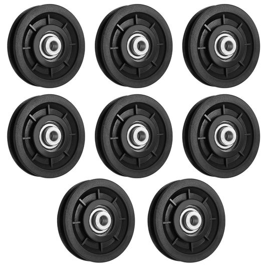 mekueeex 90mm/3.5" Universal Nylon Bearing Pulley Wheel Replace for Gym Equipment Part Cable Merchine, Wearproof Abration Bearing Pulley, Gym Equipment and Garage Door Pulley System(8 PCS)