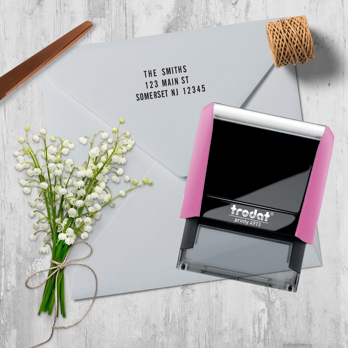 Trodat Printy 4913 Self-Inking Do It Yourself (DIY) 5 Line Personalized Custom Message Stamp with Black Ink (Pink)