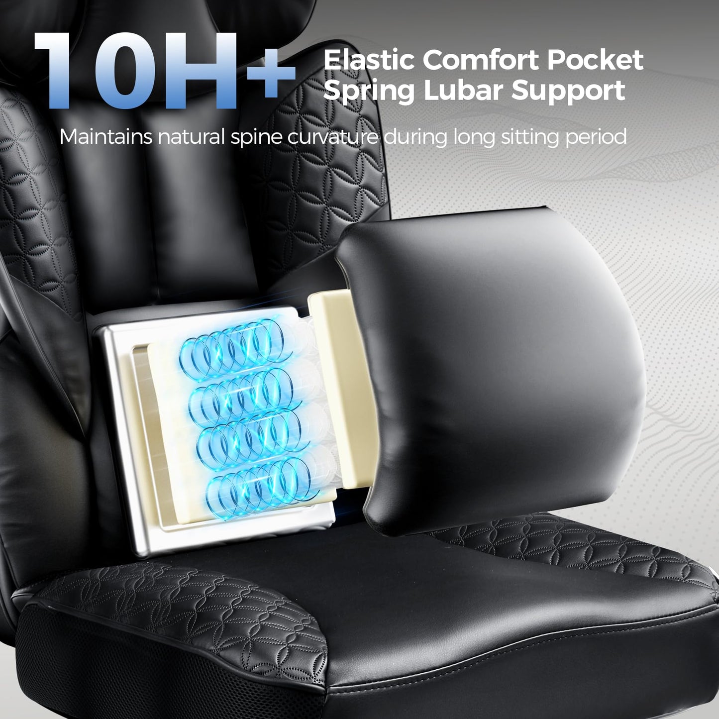 COMHOMA Big and Tall Office Chair Heavy Duty Gaming Chair with Deluxe Embossing Leather High Back Wider Ergonomic Computer Chair with Foot Rest 150°Reclining Pocket Spring Lumbar Support