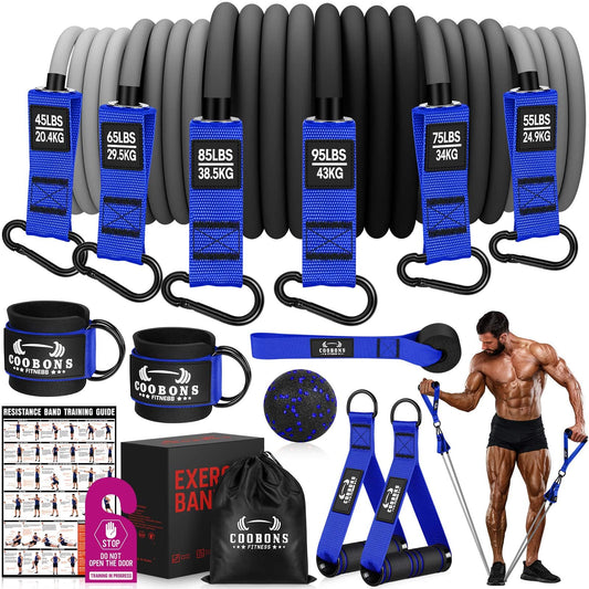 Heavy Resistance Bands for Working Out, 420LBS Exercise Bands with Handles, Workout Bands for Men, Weight Fitness Bands Set for Muscle Training, Strength, Slim, Yoga, Home Gym Equipment