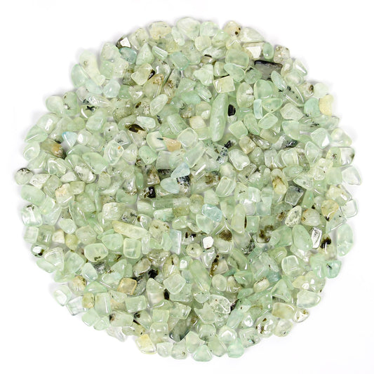 1.1lb Natural Crushed Prehnite Crystal Tumbled Chips-Healing Crystals Chips Bulk, Crushed Crystal Gemstones for Crafts, Beautiful Package for Gift (Prehnite)