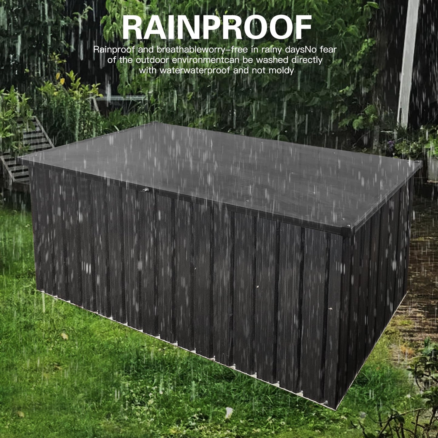 Fulvari 215 Gallon Outdoor Deck Box,Waterproof Lockable Metal Storage Container for Patio Cushions Gardening Tools and Pool Toys black One size
