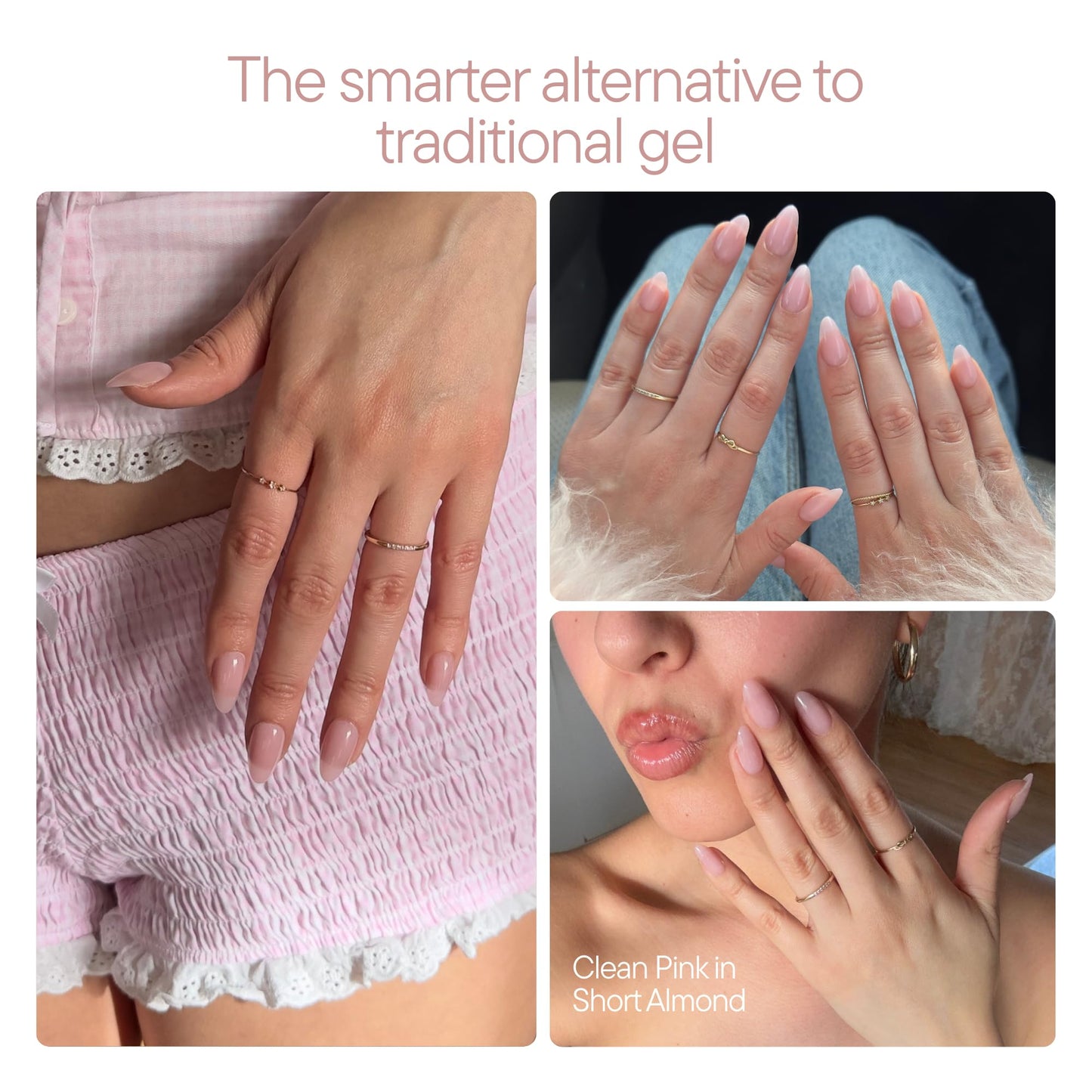 Celebritips Press On Nails - Salon U-ltimate™ | Clean Pink, Short Coffin Nails, Reusable | 16 sizes - 32 Nails Kit with Glue and Sticky Tabs