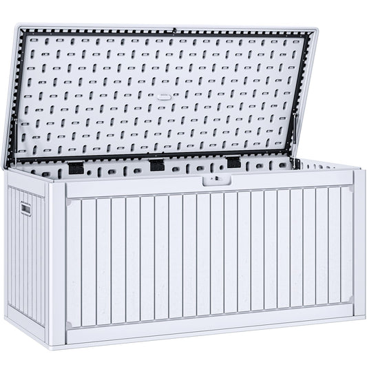 YITAHOME 320 Gallon Double-Wall Deck Box with Divider & Side Handles, Outdoor Large Storage for Patio Furniture Cushions, Garden Pool Accessories, Water Resistant & Lockable