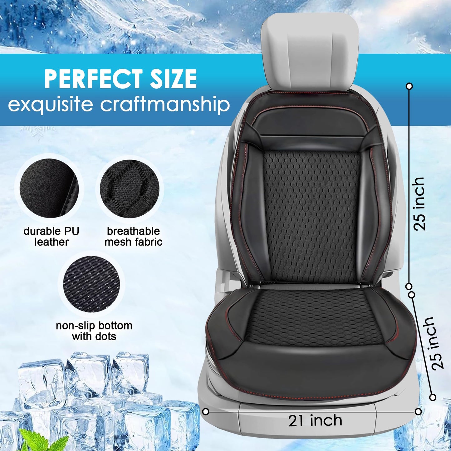 12V Cooling Car Seat Cover Front Seat, Ventilated Warm Cooling Car Seat Cushion with Massage, 16 Fans Seat Cooler, AC Cooling Seat Cover for Car, 1PCS (Black, Warm Cooling Massage)