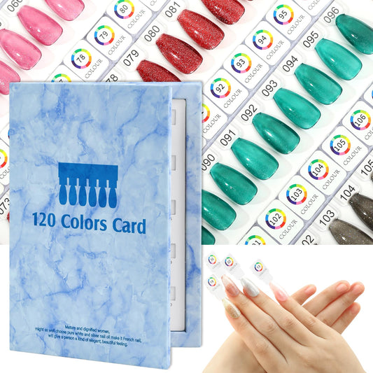 vnjaoi Magnetic Nail Swatch Book,120 Nail Color Display Book with 120 Magnetic Tips,Professional Nail Salon Color Display Book for Easy Preview & Storage