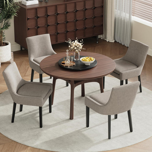 COLAMY Upholstered Dining Chairs Set of 4 with Mid Back and Wood Legs, Modern Accent Side Chairs for Living Room/Dining Room-Camel