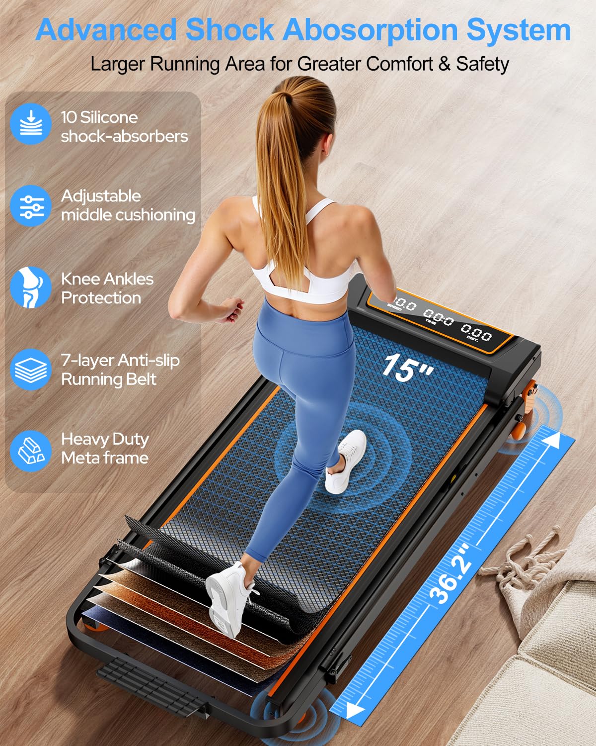 Walking Pad Treadmill with 15% Incline/Adjustable Height, Upgraded 3.5HP Walking Pad with Handle Bar, 4 in 1 Foldable Under Desk Treadmill, Electric Portable Treadmills for Home 350LBS, LED Display