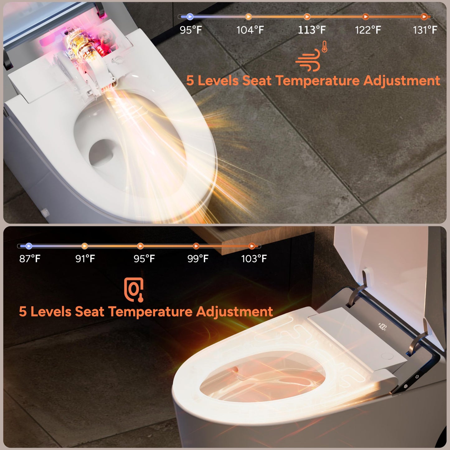 Smart Toilet with Bidet Built in,One Piece Toilets with Tank,Dual Auto Flush,Foam Dispenser,Deodorization,Foot Sensor,Blackout Flush,Heated Seat,Warm Water,Bidet Toilet for Modern Bathroom,Night Light