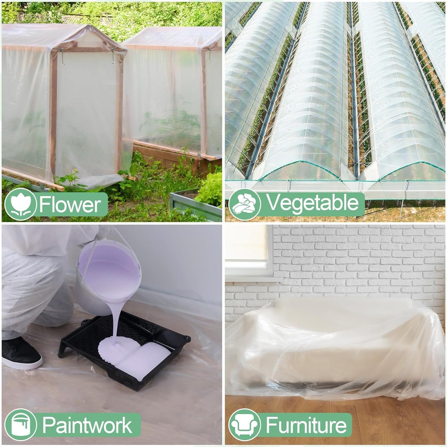 20 x 28 FT Clear Greenhouse Plastic Sheeting, 6 Mil Polyethylene Film Heavy Duty, Water Sun Frost Wind Dust Resistant Winter Hoop House Toughness Plastic Cover for Farming, Gardening, Agriculture,DIY